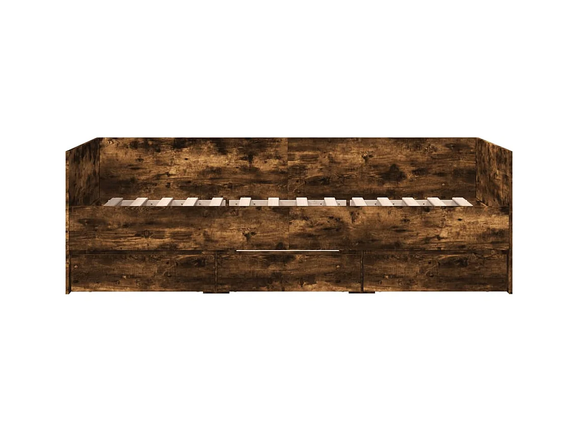 Lit de jour avec tiroirs sans matelas chêne fumé 90x200 cm