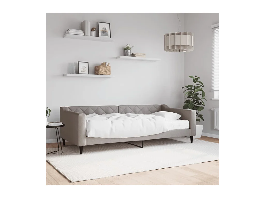 Lit de jour avec matelas taupe 90x200 cm tissu
