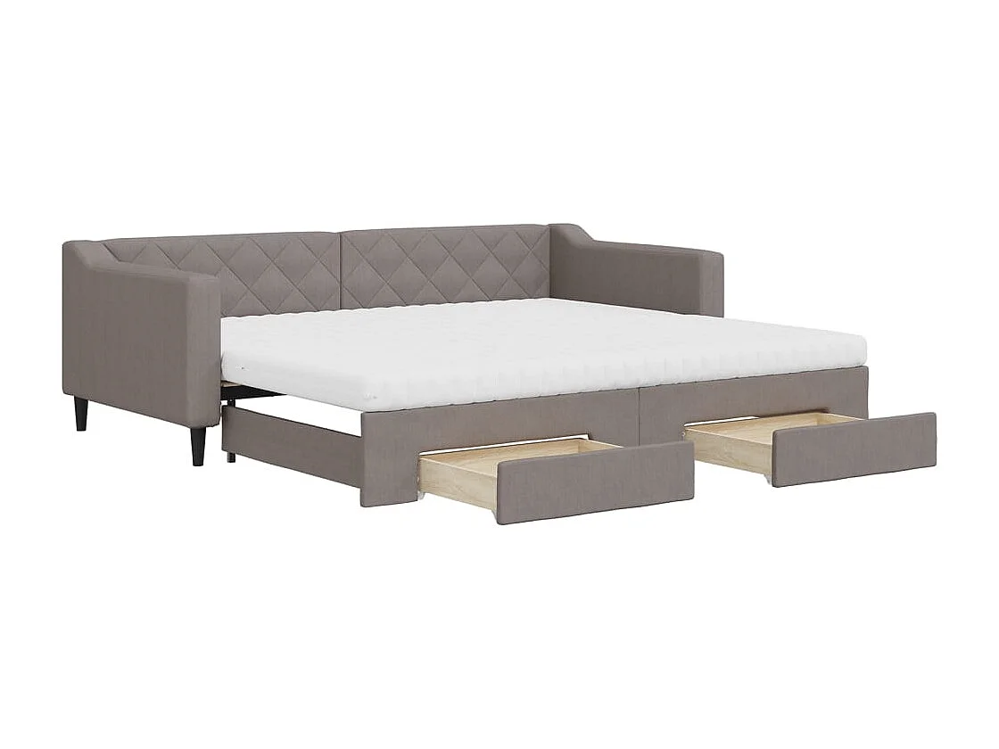 Divano Letto Estraibile con Cassetti Tortora 90x200 cm Tessuto