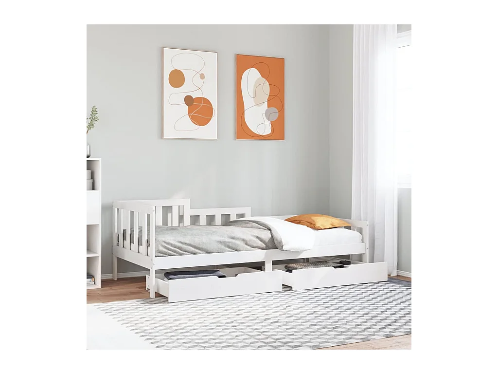 Lit de jour avec tiroirs sans matelas 90x190 cm bois massif
