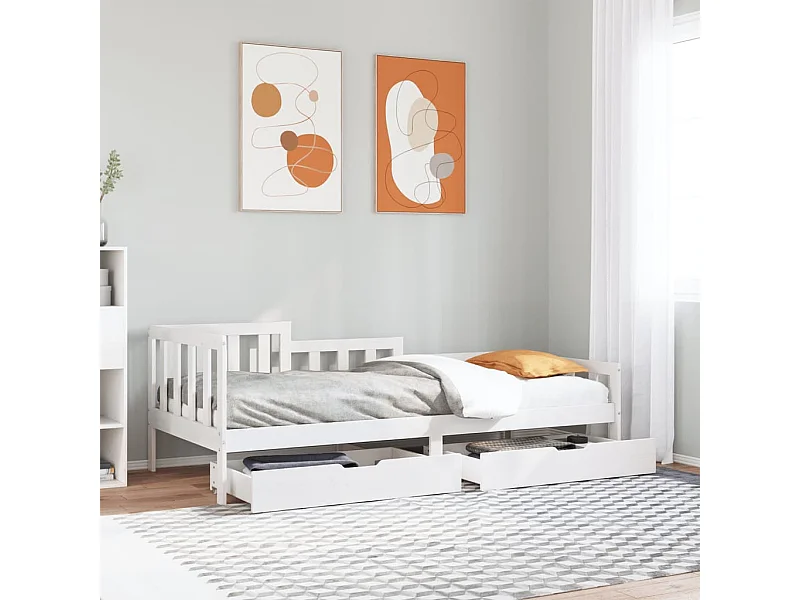 Dormeuse con Cassetti 90x190 cm in Legno Massello Pino