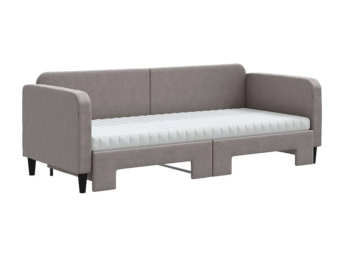 Lit de jour avec gigogne et matelas taupe 80x200 cm tissu