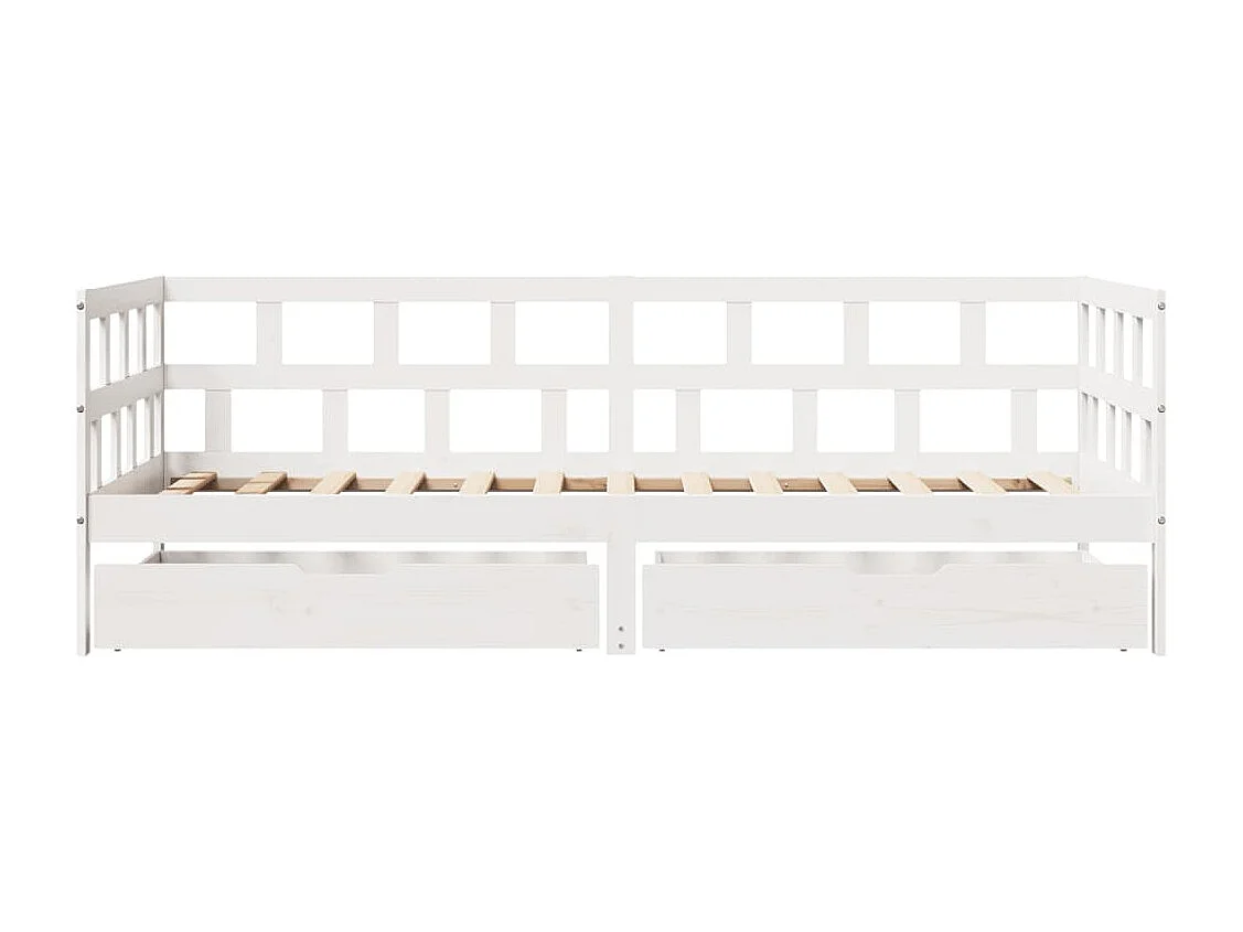 Lit de jour et tiroirs sans matelas blanc 90x200 cm bois massif