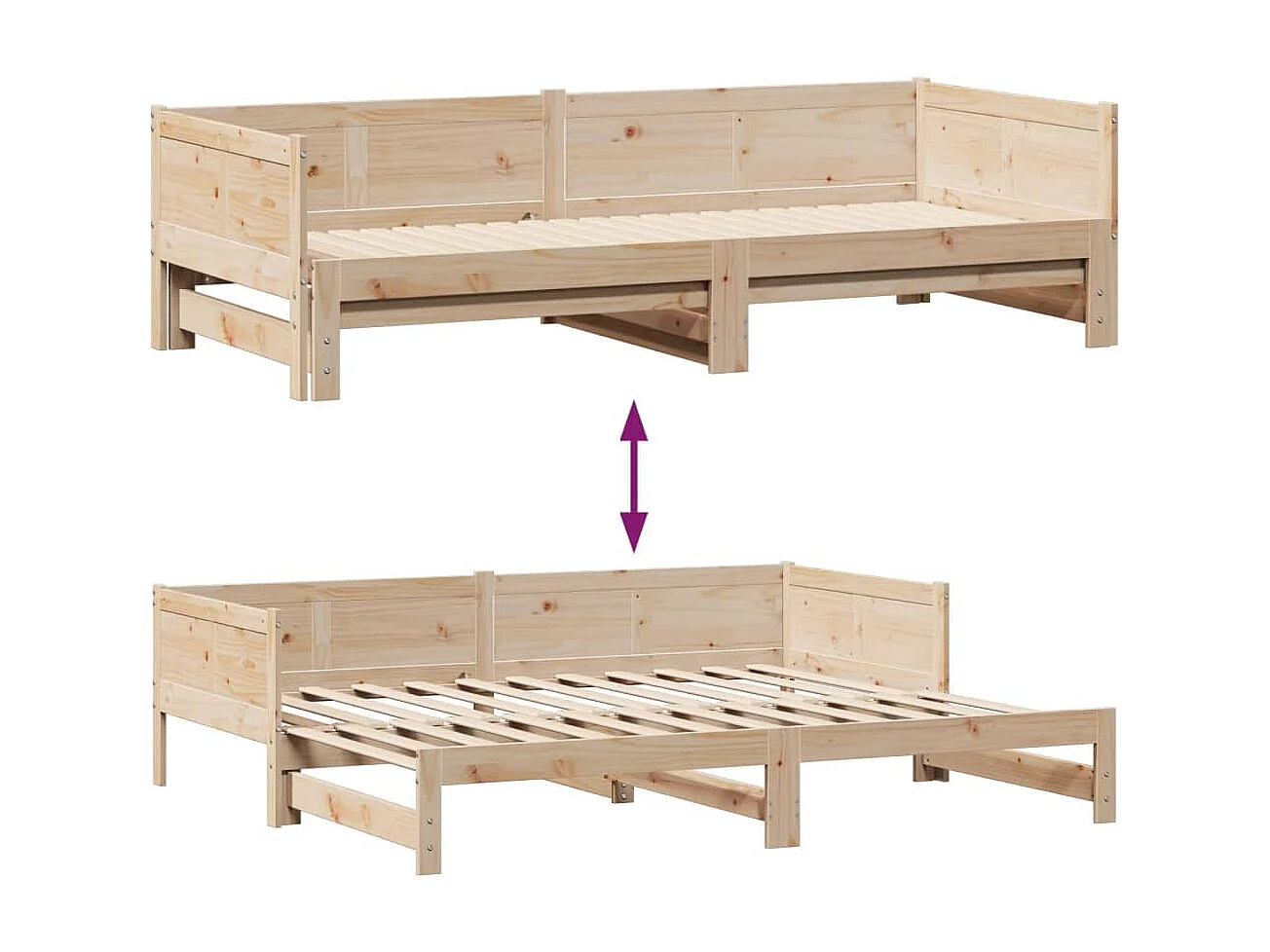 Sofá cama nido con cajones sin colchón 80x200 cm