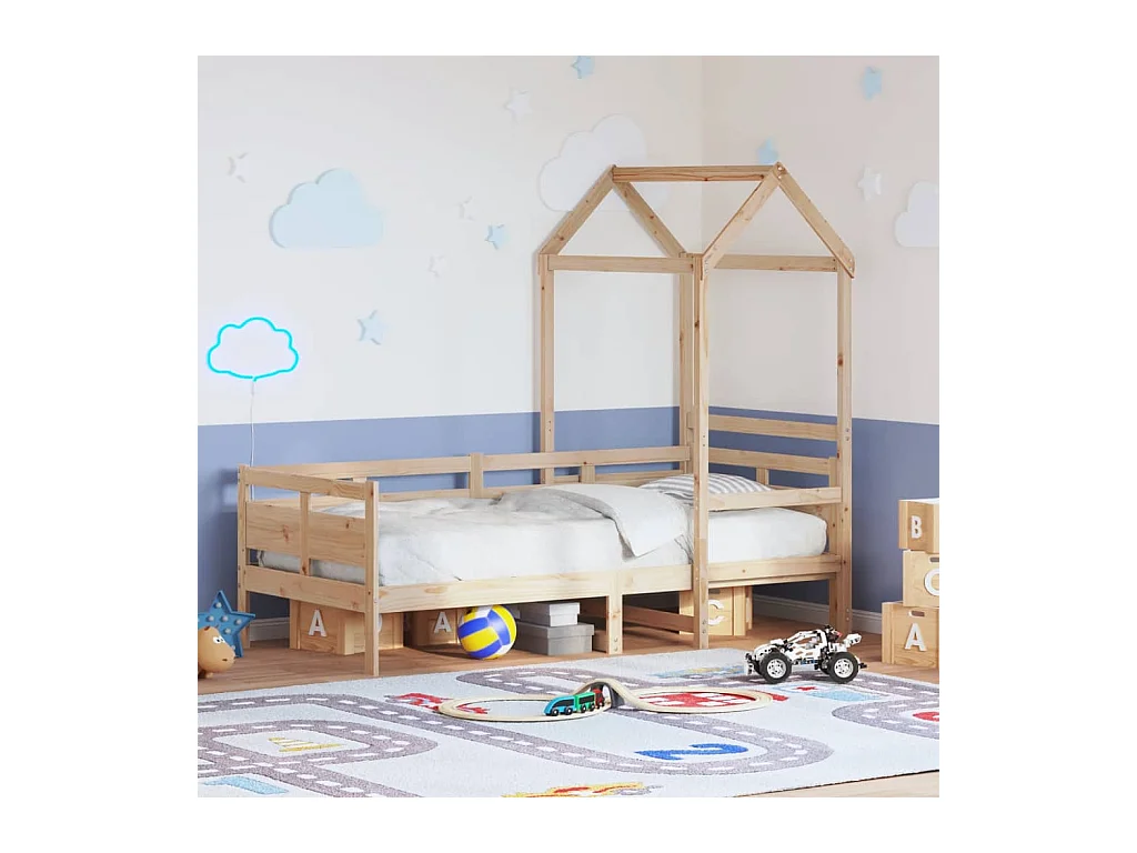 Lit de jour avec toit sans matelas 90x190 cm bois massif