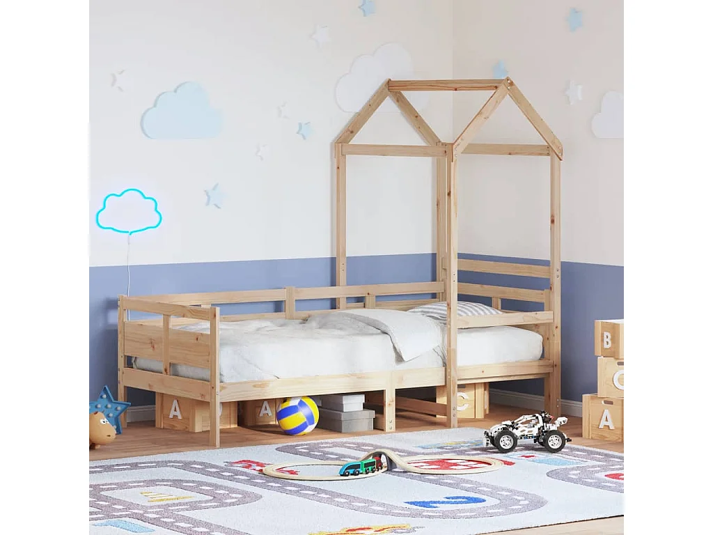 Lit de jour avec toit sans matelas 90x190 cm bois massif