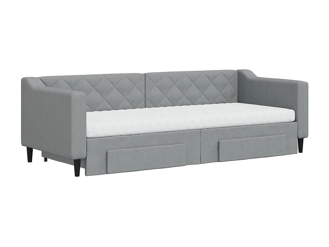 Sofá-cama c/ gavetão e gavetas 80x200 cm tecido cinzento-claro