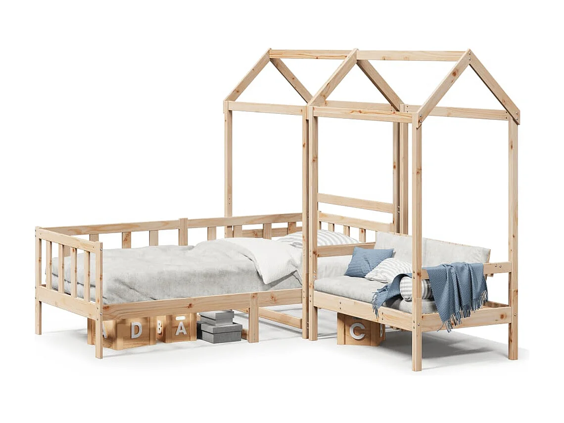 Tagesbett und Bank mit Dach 80x200 cm Kiefernholz