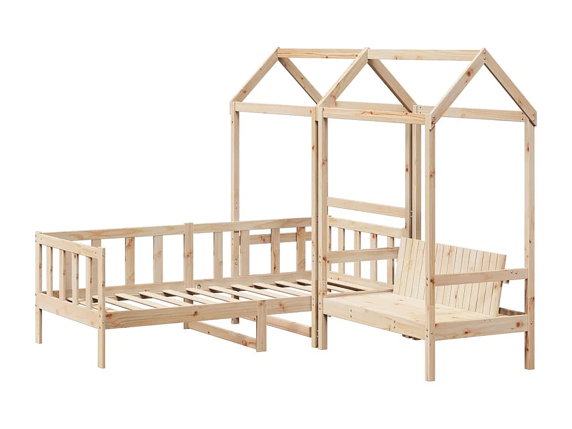 Tagesbett und Bank mit Dach 80x200 cm Kiefernholz