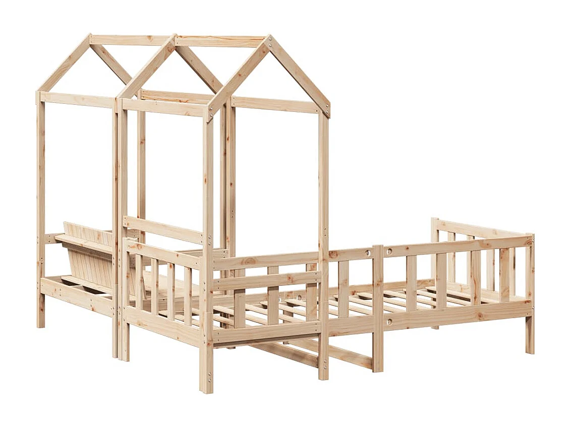 Tagesbett und Bank mit Dach 80x200 cm Kiefernholz