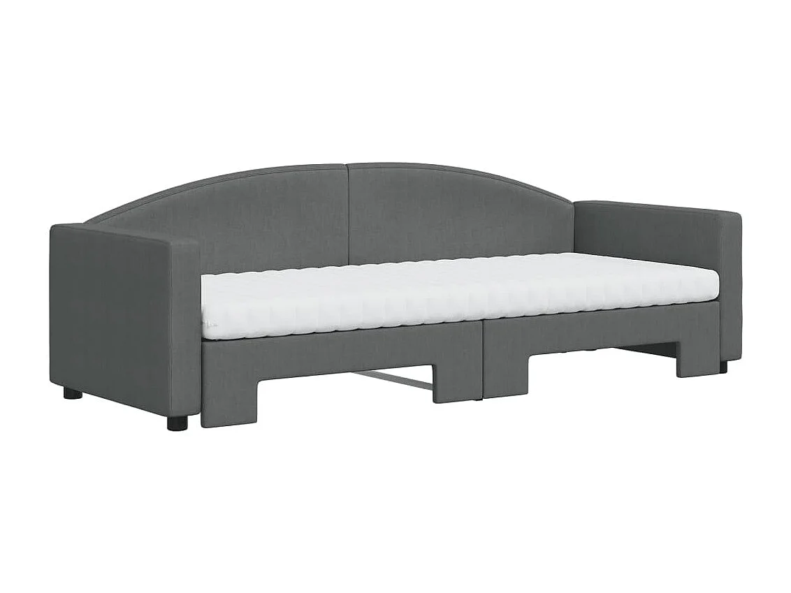 Tagesbett Ausziehbar mit Matratzen Dunkelgrau 80x200 cm Stoff