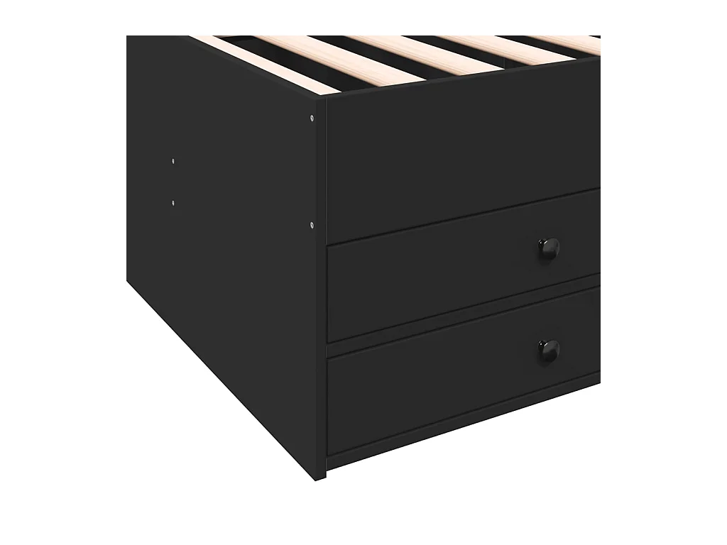 Divano Letto con Cassetti senza Materasso Nero 90x200 cm