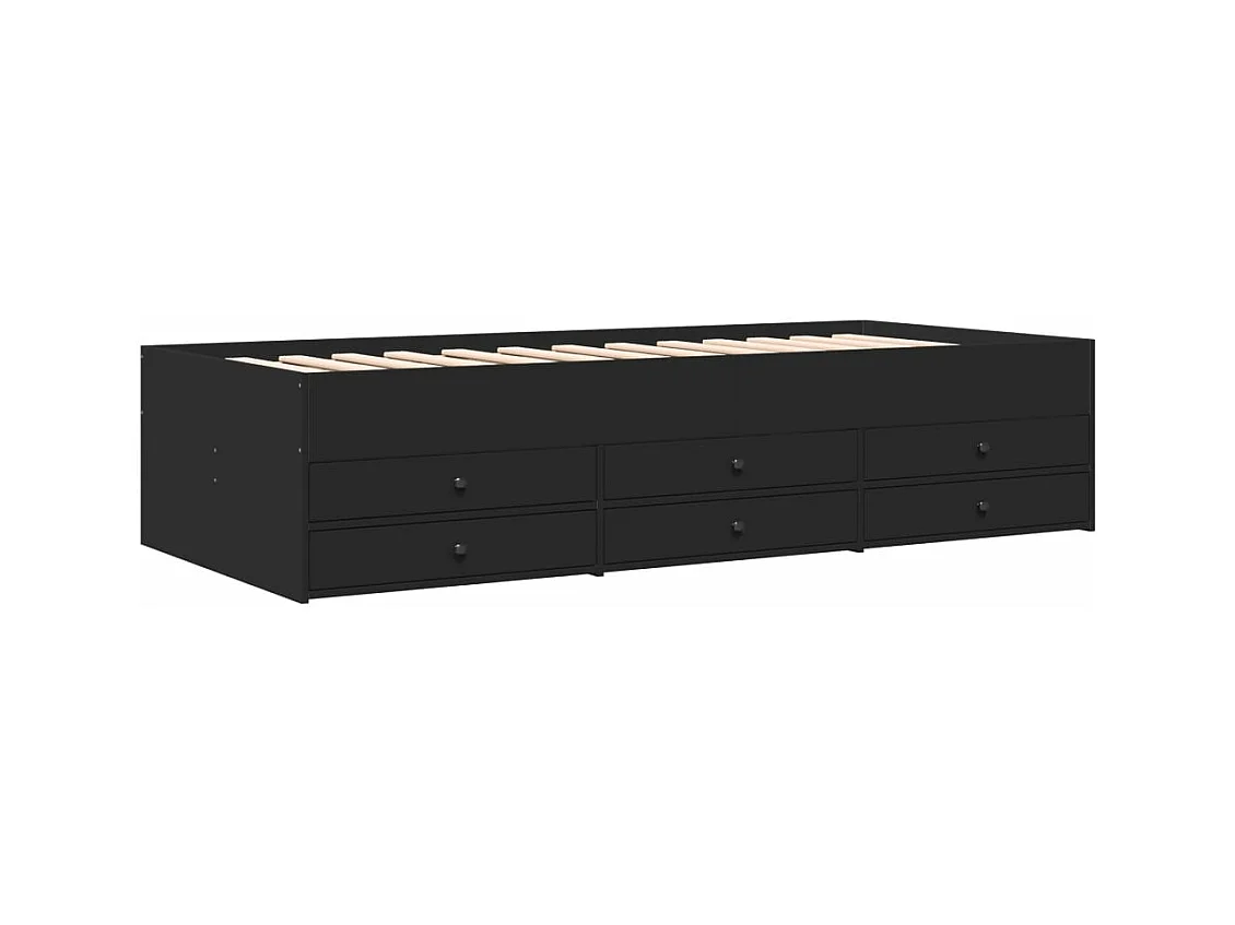 Lit de jour avec tiroirs sans matelas noir 90x200 cm
