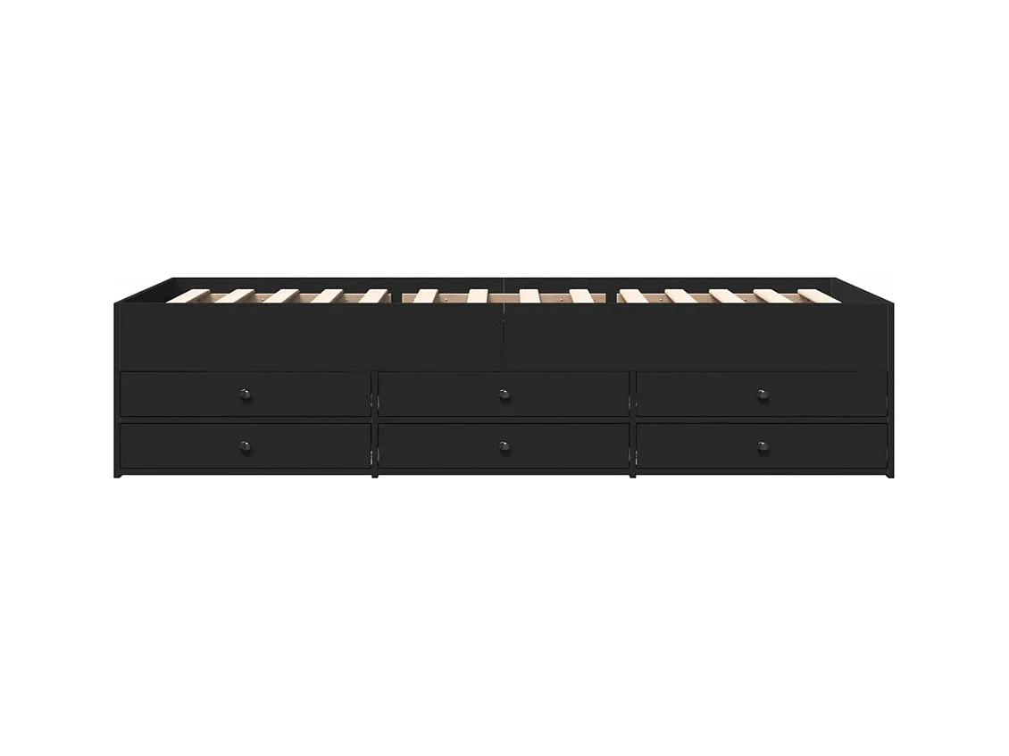 Lit de jour avec tiroirs sans matelas noir 90x200 cm