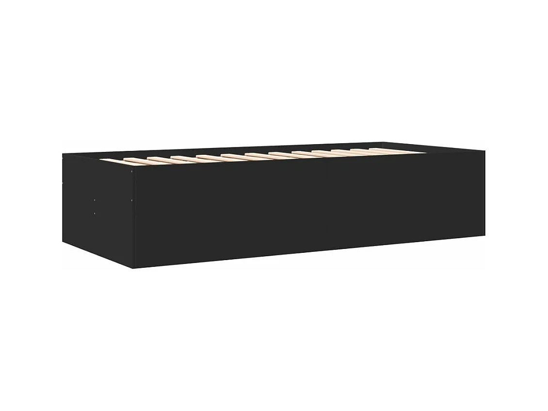 Lit de jour avec tiroirs sans matelas noir 90x200 cm