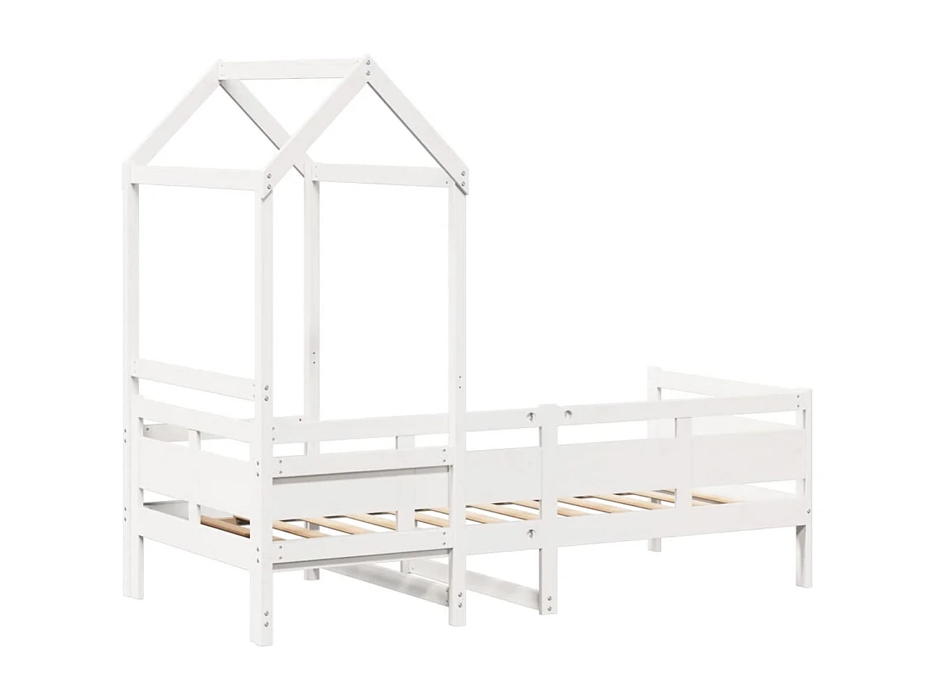 Sofá-cama com telhado 80x200 cm madeira de pinho maciça branco