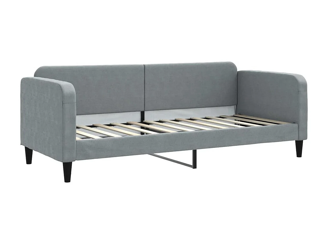 Lit de jour avec gigogne et tiroirs gris clair 80x200 cm tissu