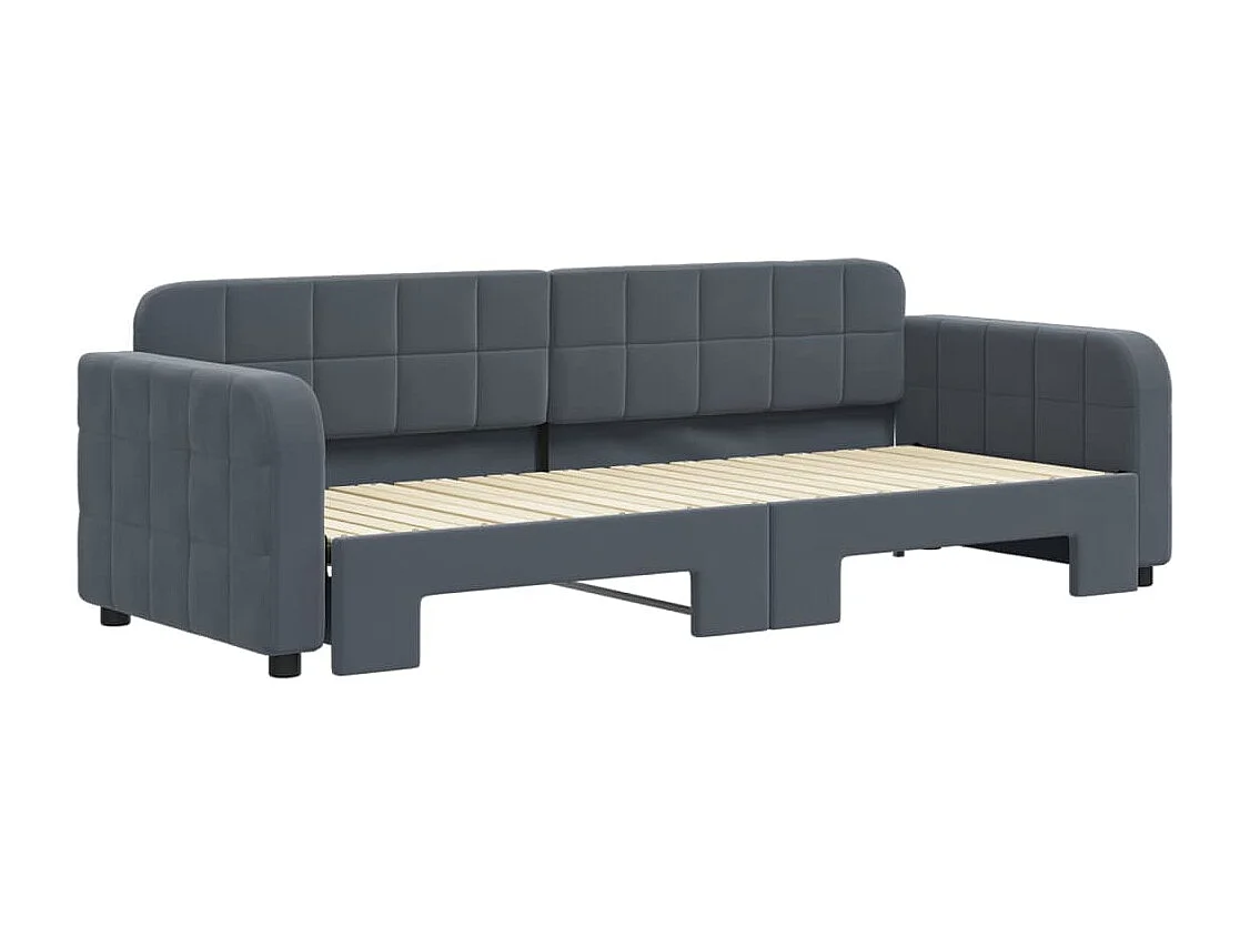 Divano Letto con Letto Estraibile Grigio Scuro 80x200cm Velluto