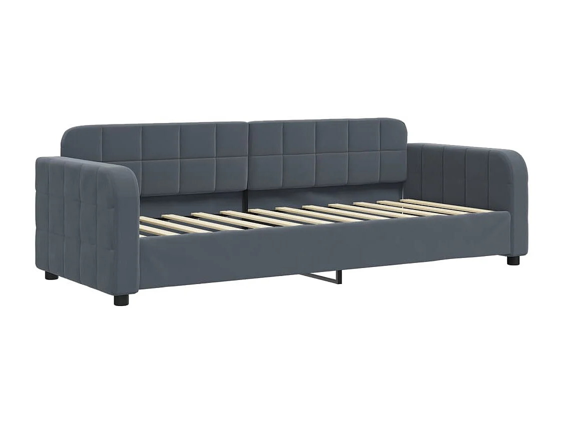 Divano Letto con Letto Estraibile Grigio Scuro 80x200cm Velluto