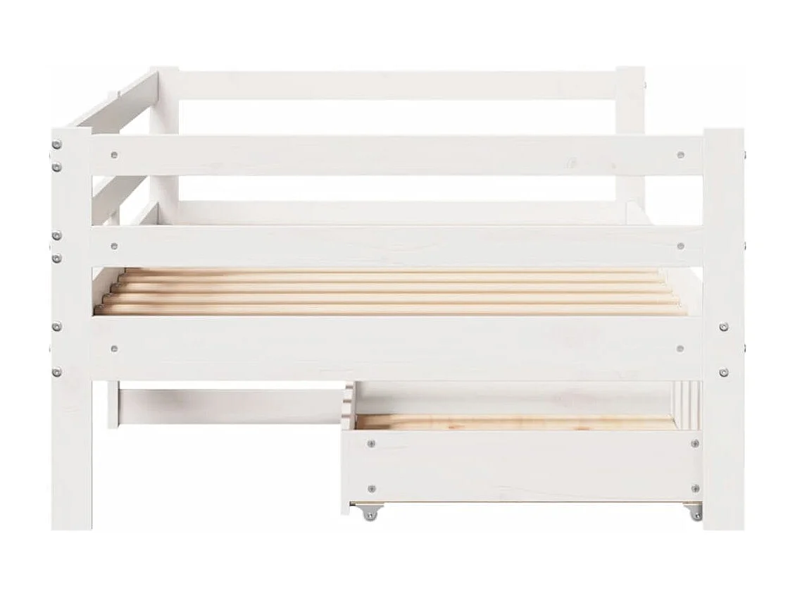 Lit de jour et tiroirs sans matelas blanc 90x200 cm bois massif