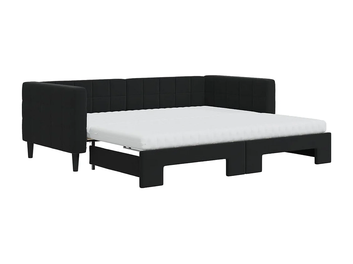 Divano Letto Estraibile con Materassi Nero 90x190 cm Velluto