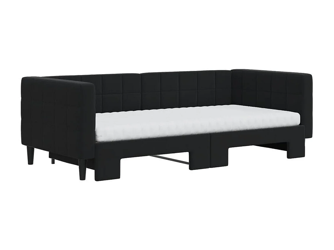 Divano Letto Estraibile con Materassi Nero 90x190 cm Velluto