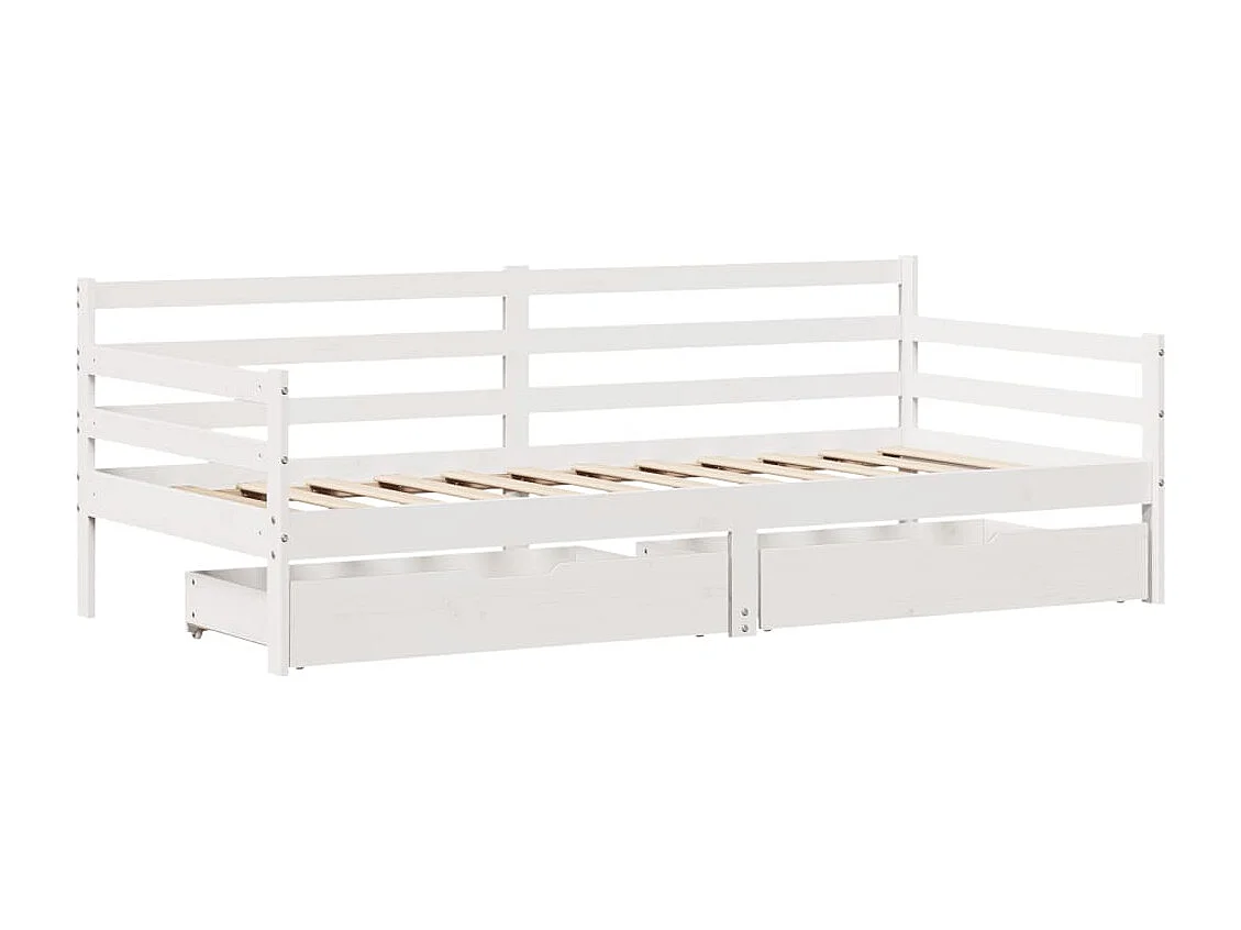 Sofá-cama c/ gavetas 90x200cm madeira de pinho maciça branco