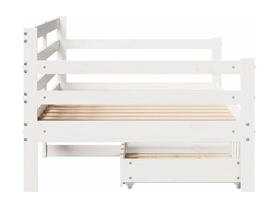 Sofá-cama c/ gavetas 90x200cm madeira de pinho maciça branco