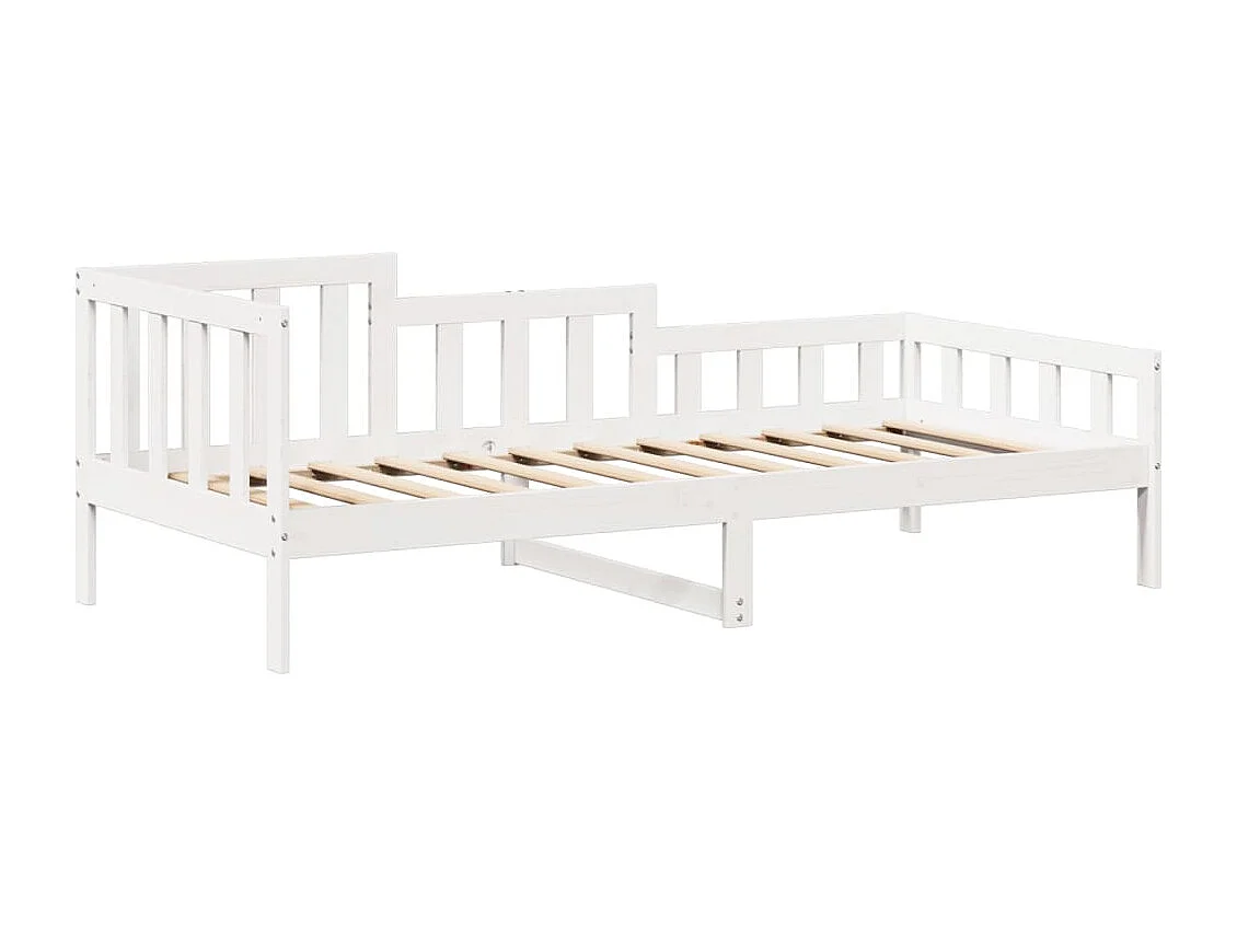 Ensemble de lit de jour et de banc avec toit sans matelas blanc