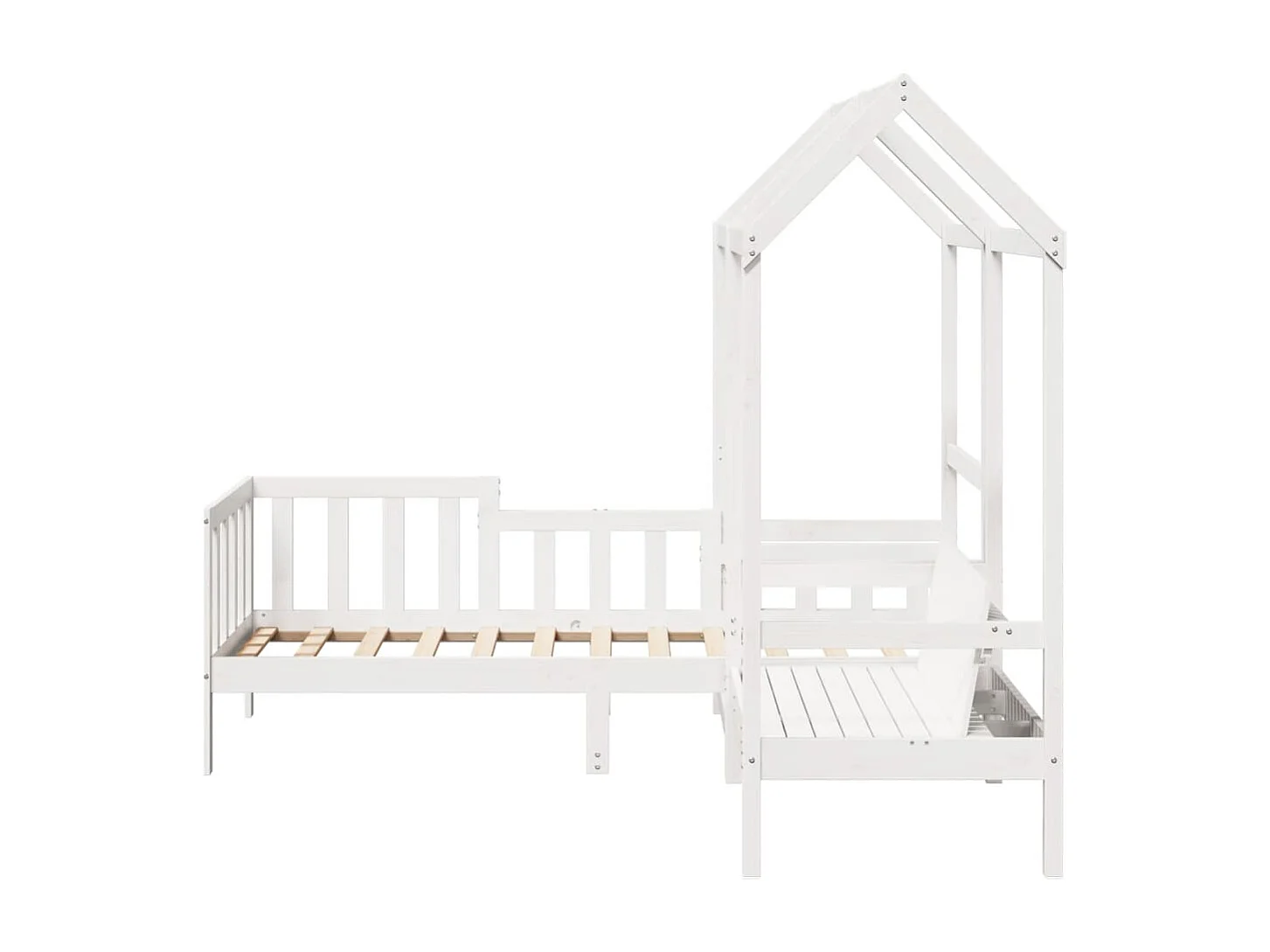 Ensemble de lit de jour et de banc avec toit sans matelas blanc