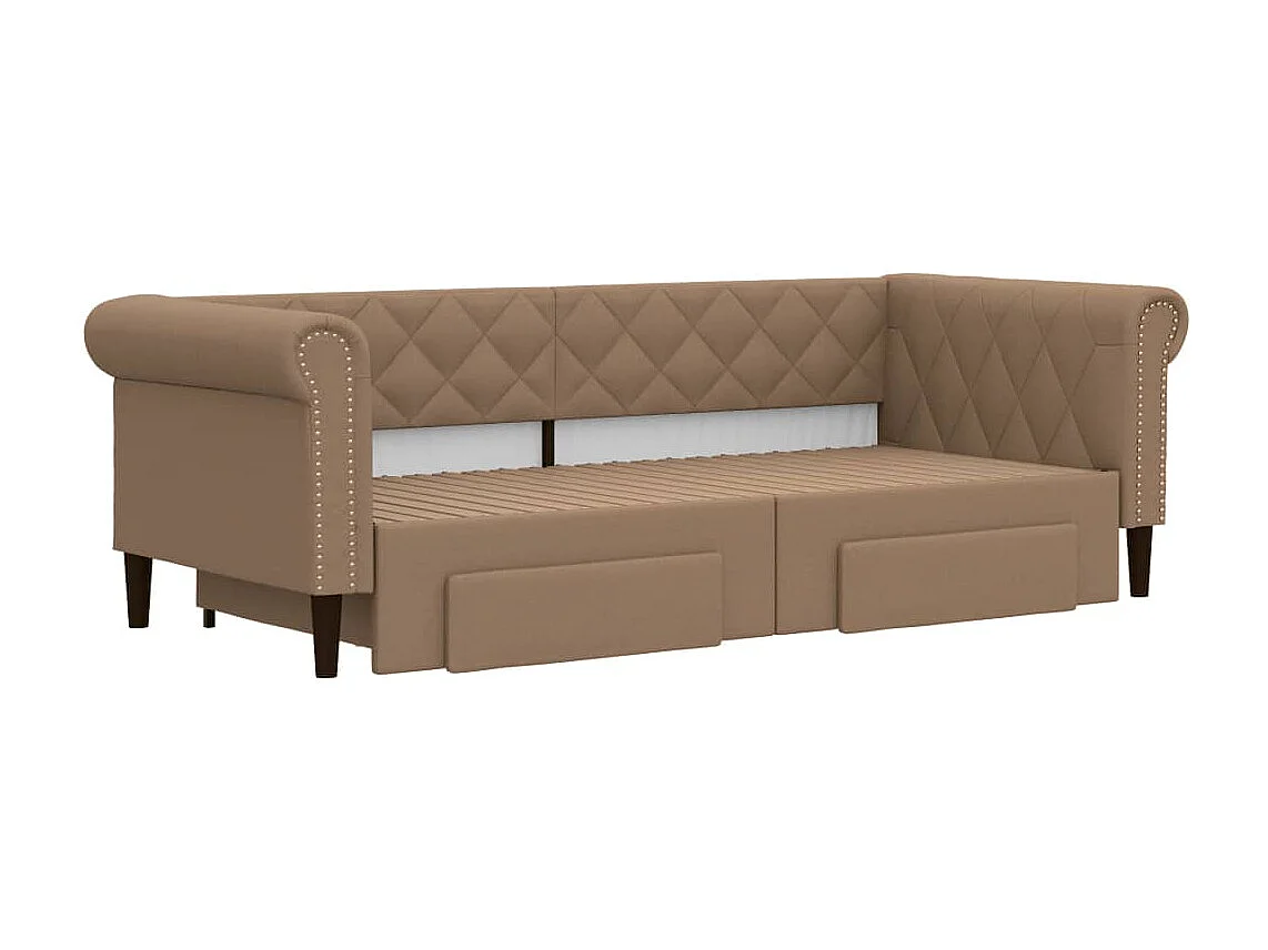 Divano Letto Estraibile Cassetti Cappuccino 90x200cm Similpelle