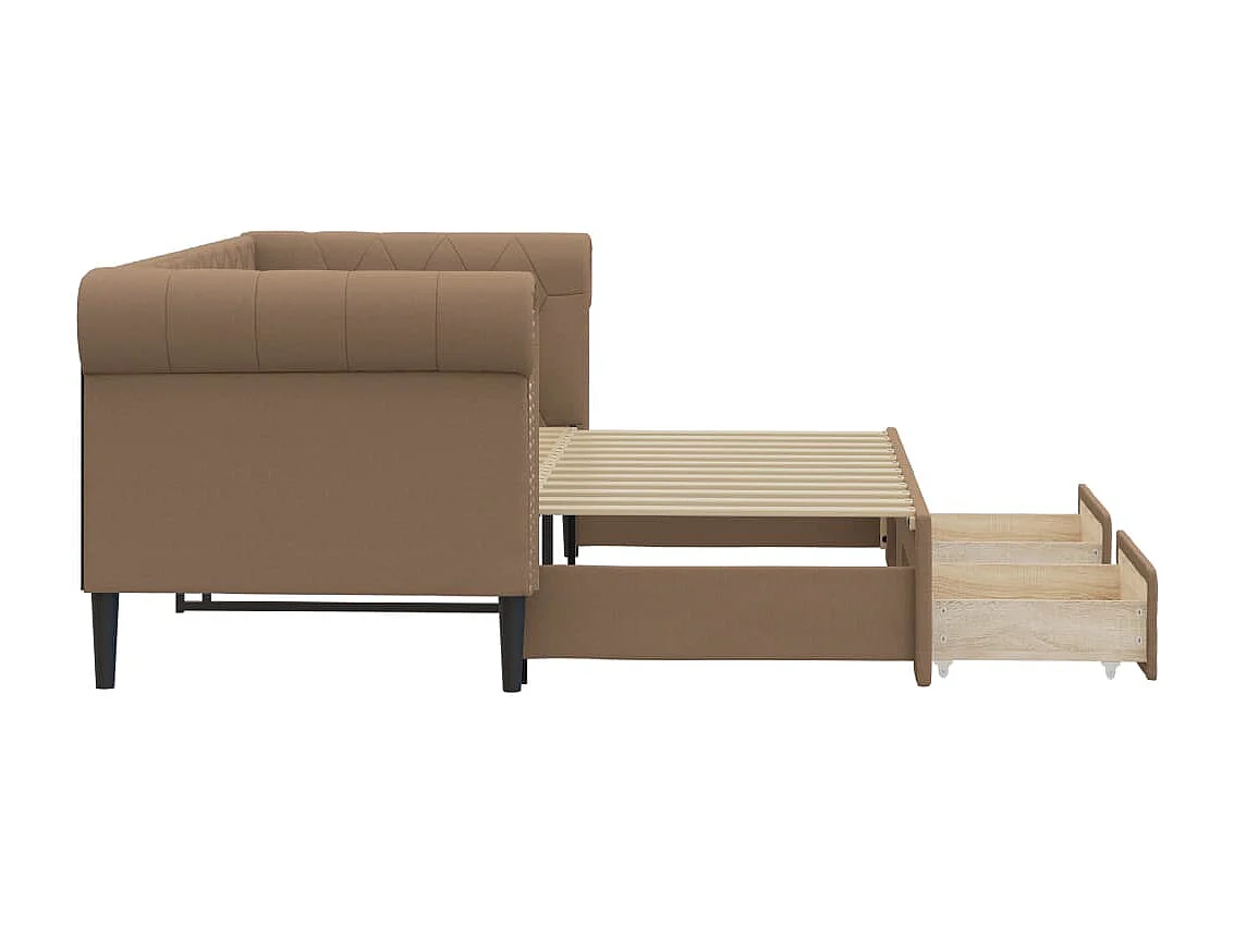 Divano Letto Estraibile Cassetti Cappuccino 90x200cm Similpelle