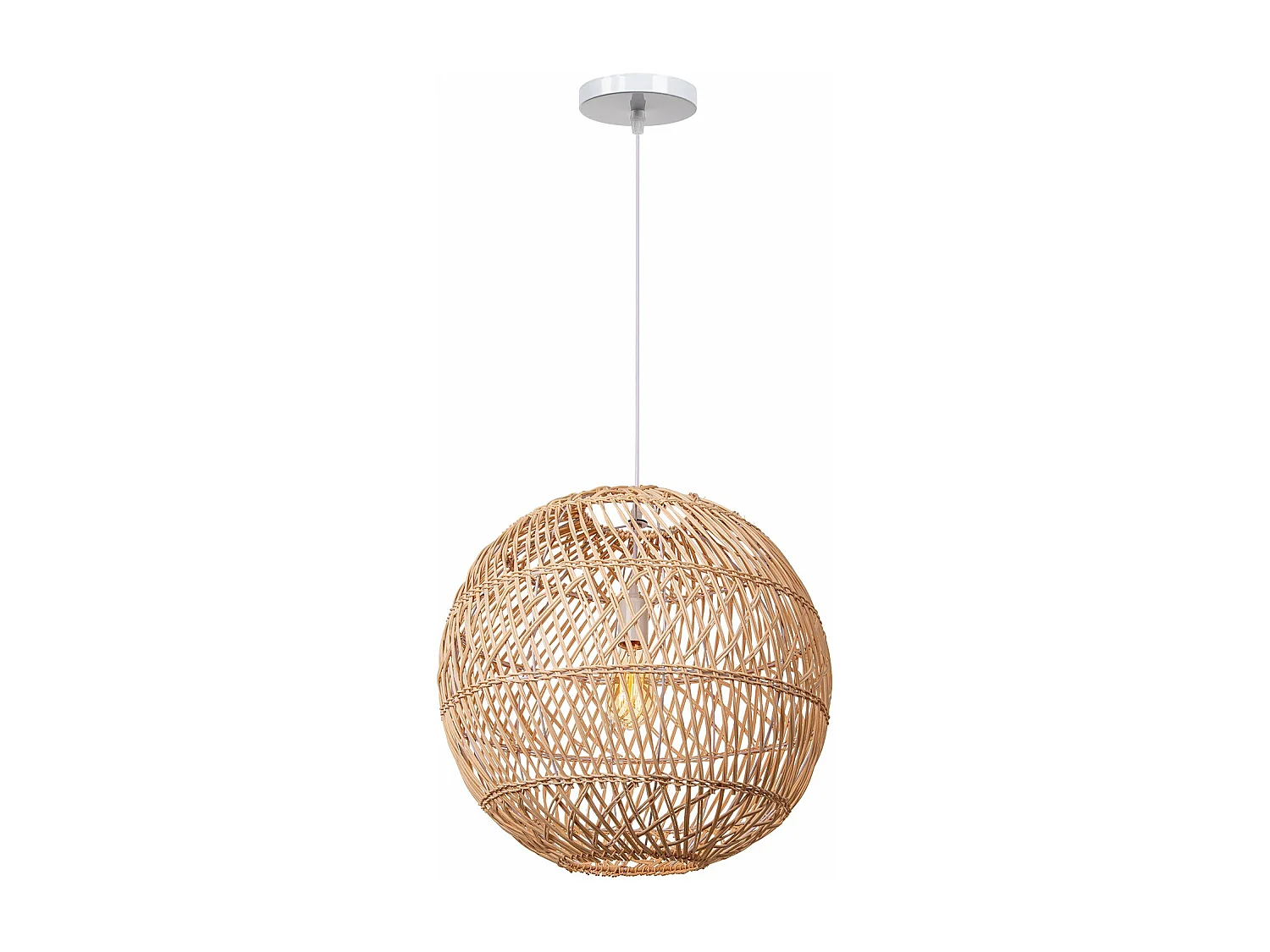 Lustre arturesthome en bambou avec abat-jour en forme de boule pendentif de plafond e27 pour salle à manger home, 50 cm x h46 cm