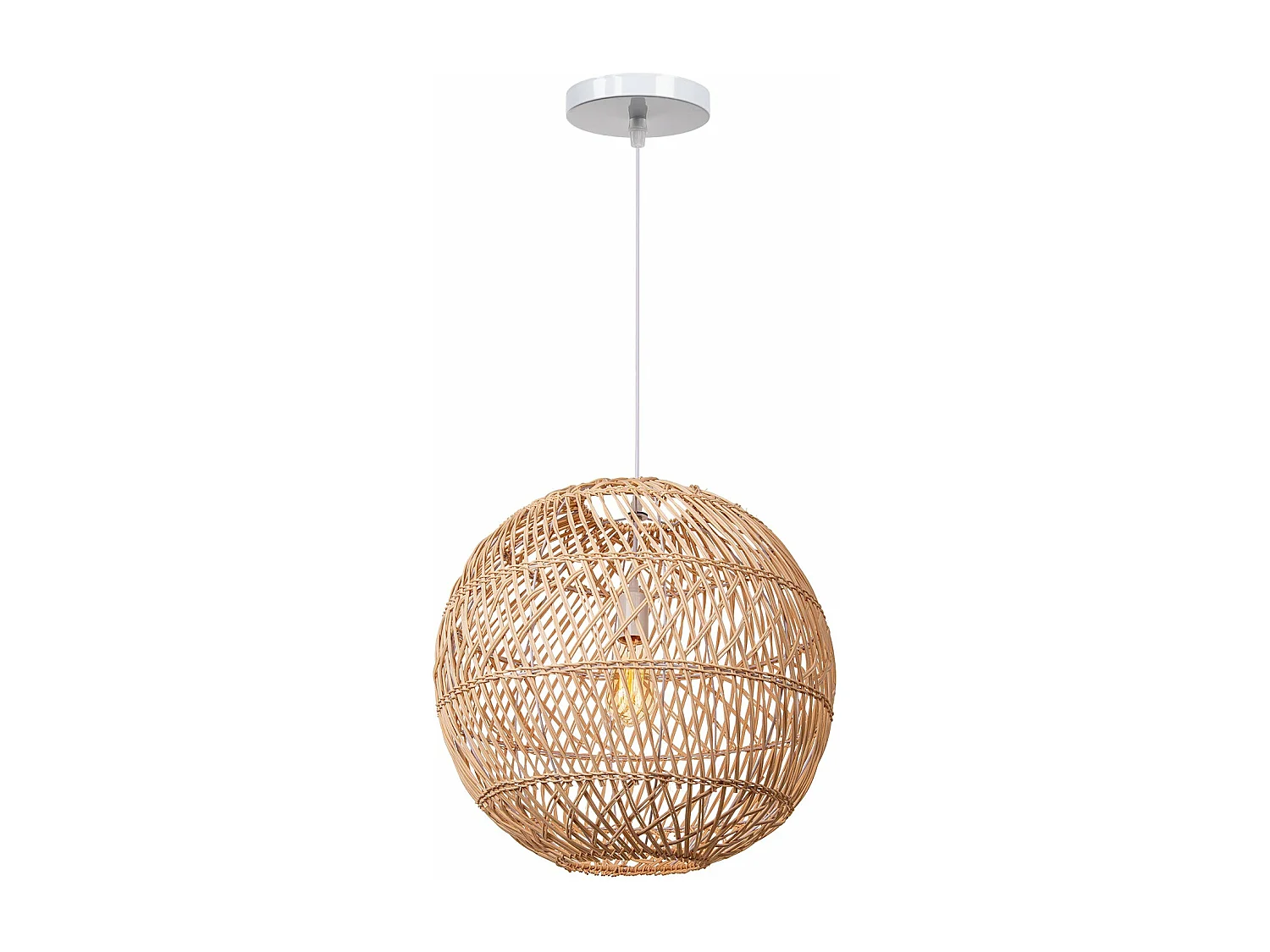 Lustre arturesthome en bambou avec abat-jour en forme de boule pendentif de plafond e27 pour salle à manger home, 50 cm x h46 cm