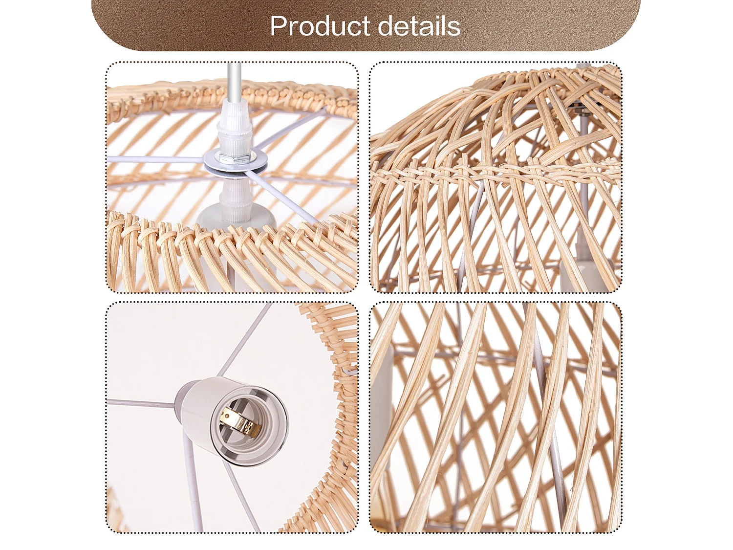 Lustre arturesthome en bambou avec abat-jour en forme de boule pendentif de plafond e27 pour salle à manger home, 50 cm x h46 cm