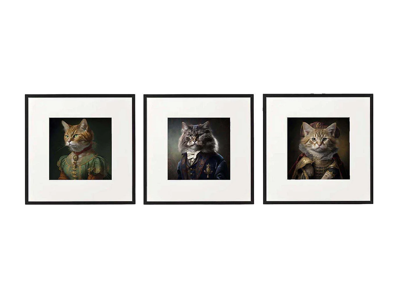 Tableau décoratif Animal head 40 x 40 cm (Lot de 3) Chats