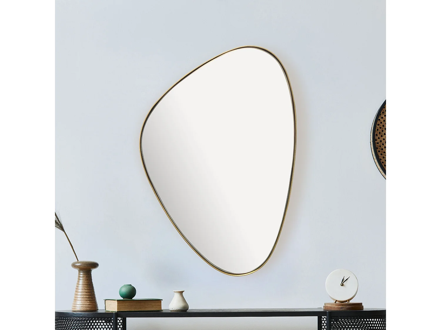 Miroir Murale Métal 46x70 cm Miroir Mur Couloir Grand Doré Asymétrique