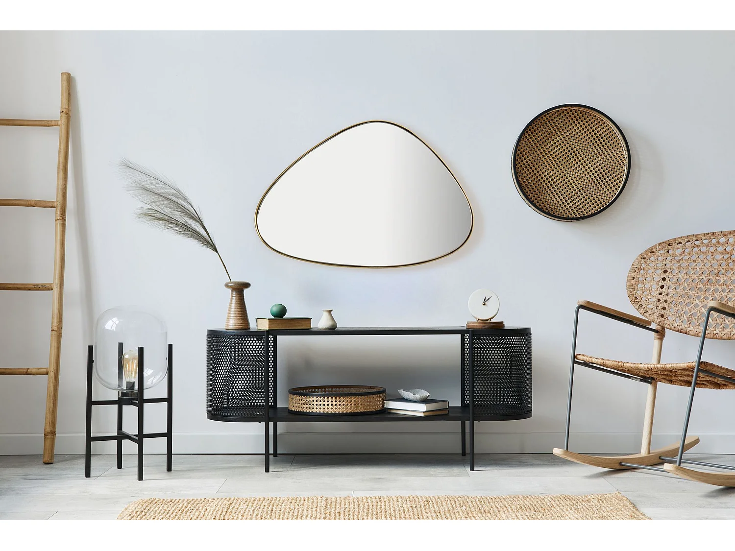 Miroir Murale Métal 46x70 cm Miroir Mur Couloir Grand Doré Asymétrique