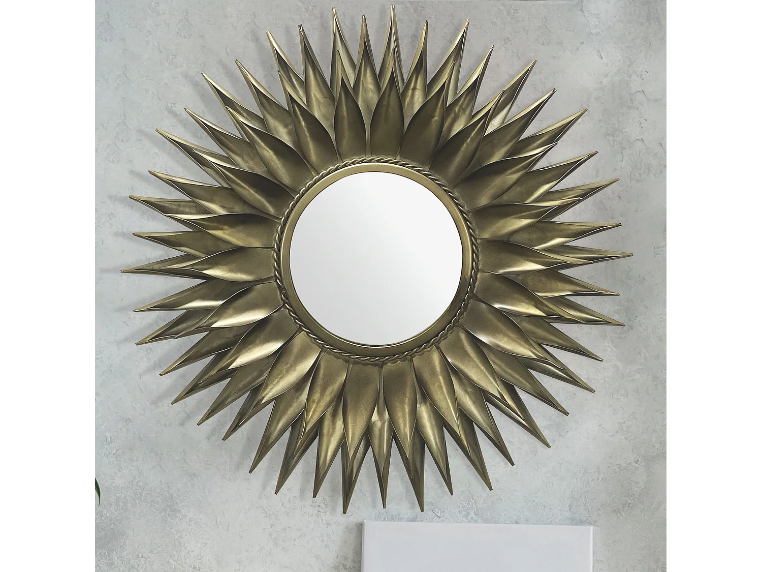 Miroir Murale Soleil Métal 74 cm Miroir Mur Couloir Grand Moderne Rond