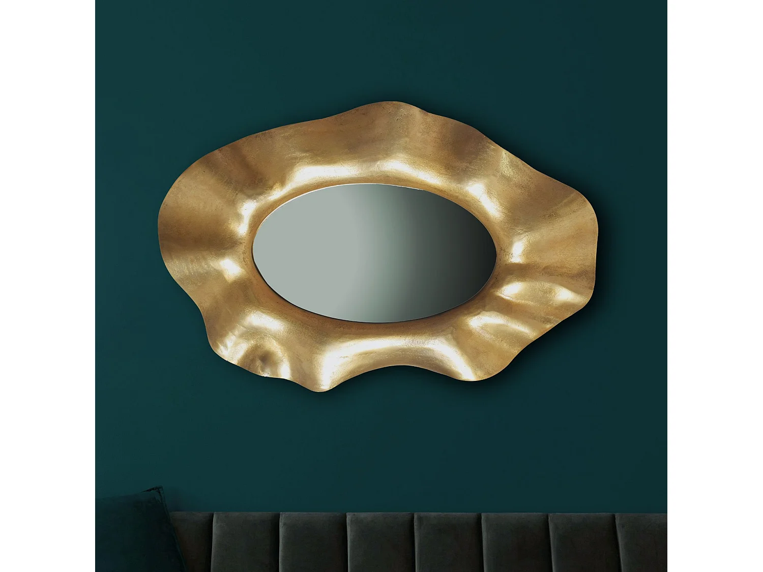 Miroir Murale Métal 60x90 cm Miroir Mur Couloir Grand Doré Asymétrique