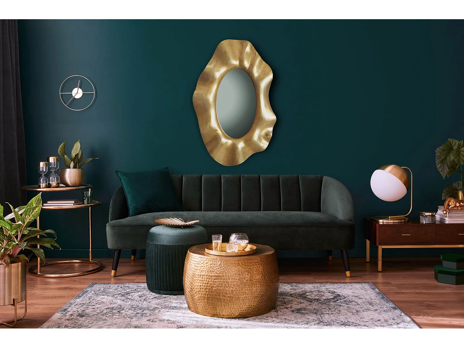 Miroir Murale Métal 60x90 cm Miroir Mur Couloir Grand Doré Asymétrique