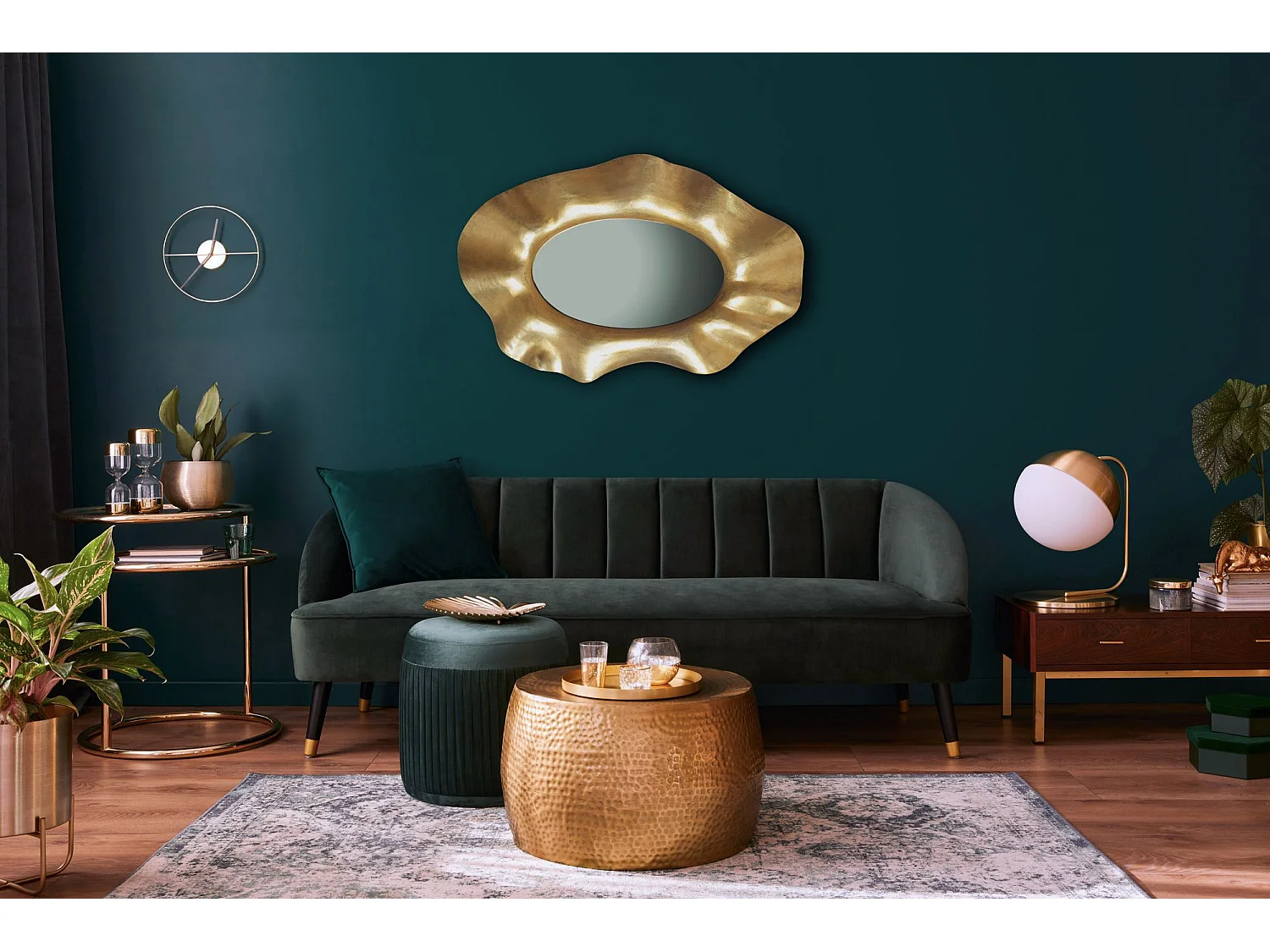 Miroir Murale Métal 60x90 cm Miroir Mur Couloir Grand Doré Asymétrique