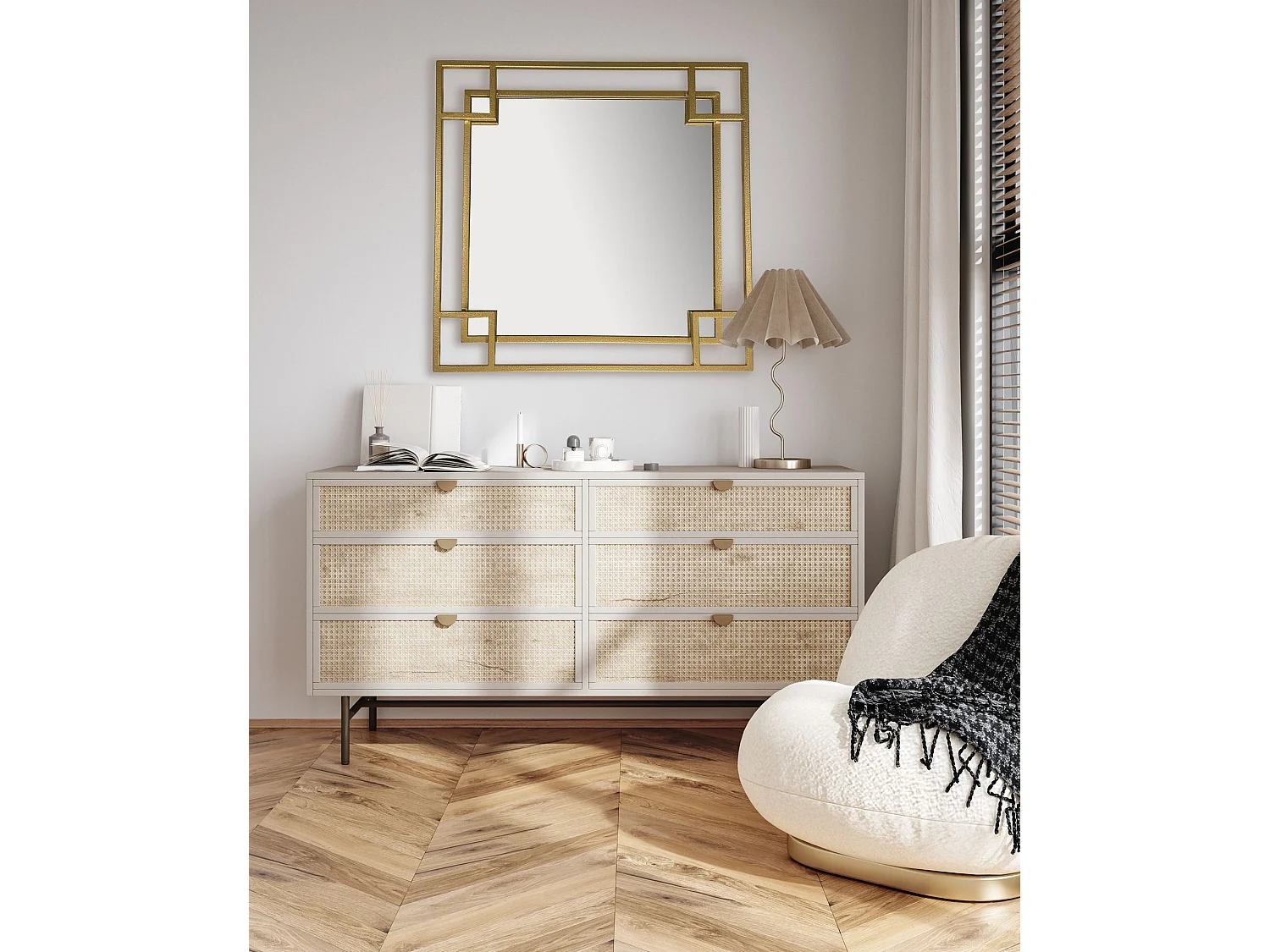 Miroir Murale Métal Carré Miroir Mur Couloir Grand Moderne Doré Cadre