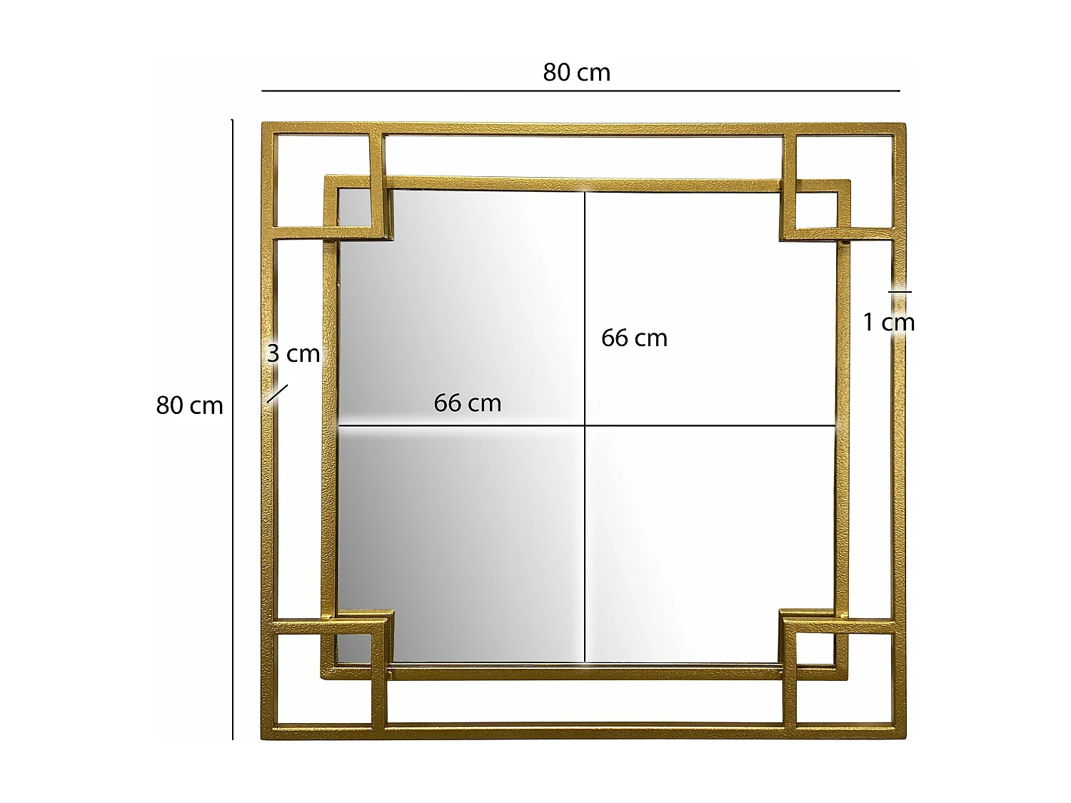 Miroir Murale Métal Carré Miroir Mur Couloir Grand Moderne Doré Cadre