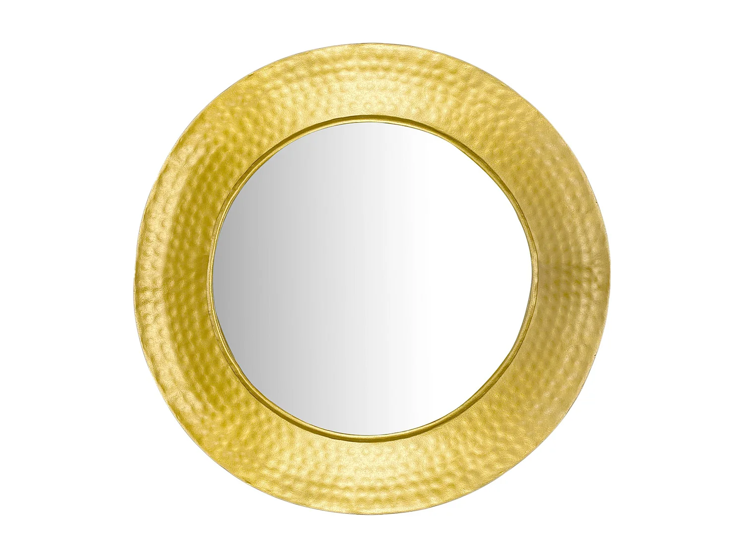Miroir Murale Métal 60 cm Mur Couloir Grand Doré Rond Cadre Martelé