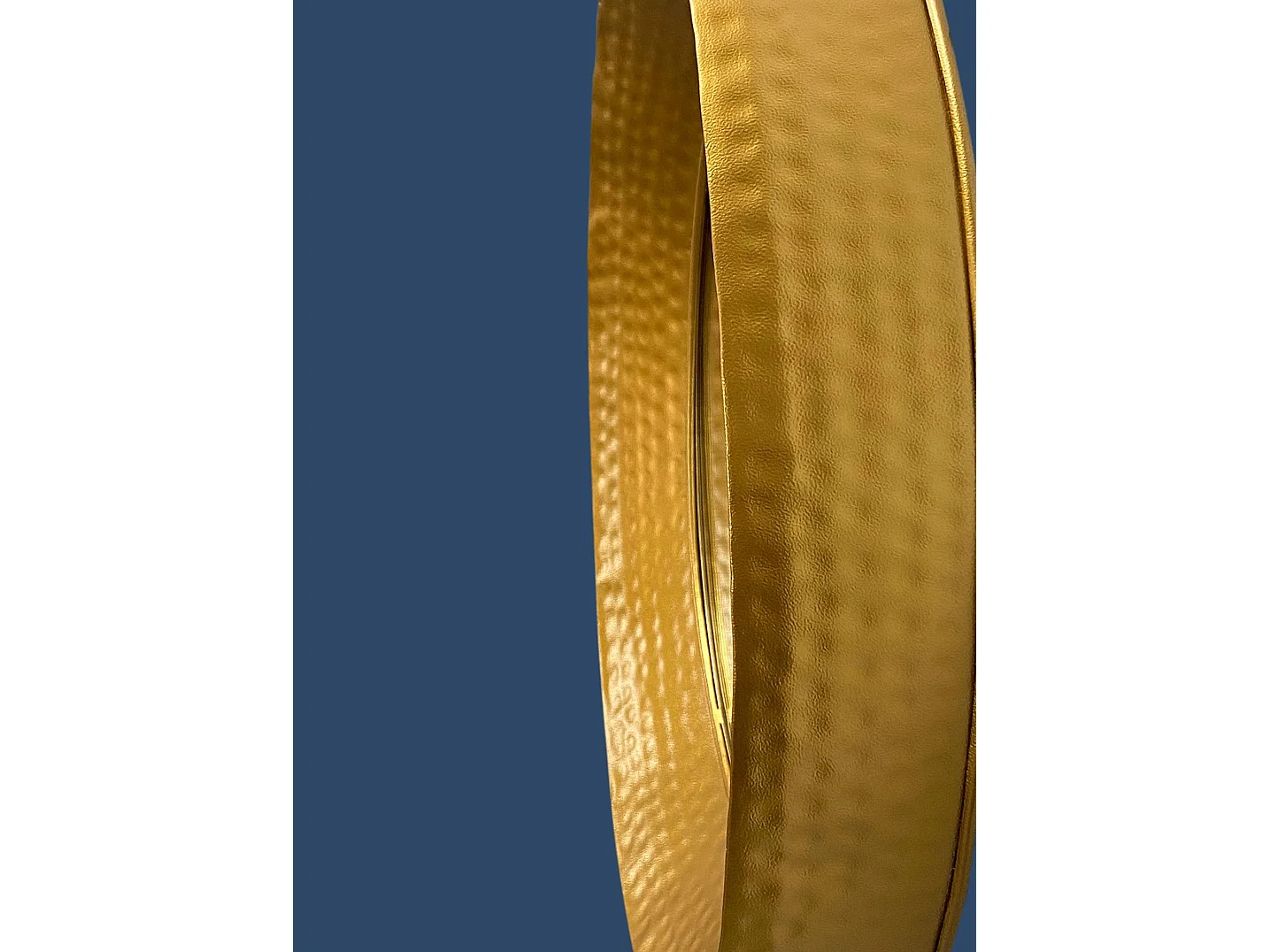 Miroir Murale Métal 60 cm Mur Couloir Grand Doré Rond Cadre Martelé