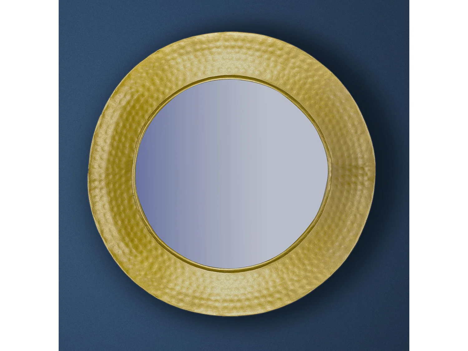 Miroir Murale Métal 60 cm Mur Couloir Grand Doré Rond Cadre Martelé