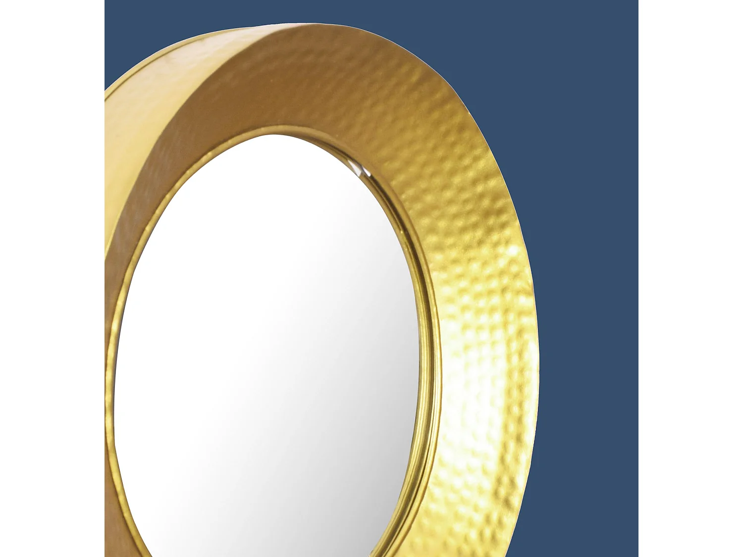 Miroir Murale Métal 60 cm Mur Couloir Grand Doré Rond Cadre Martelé