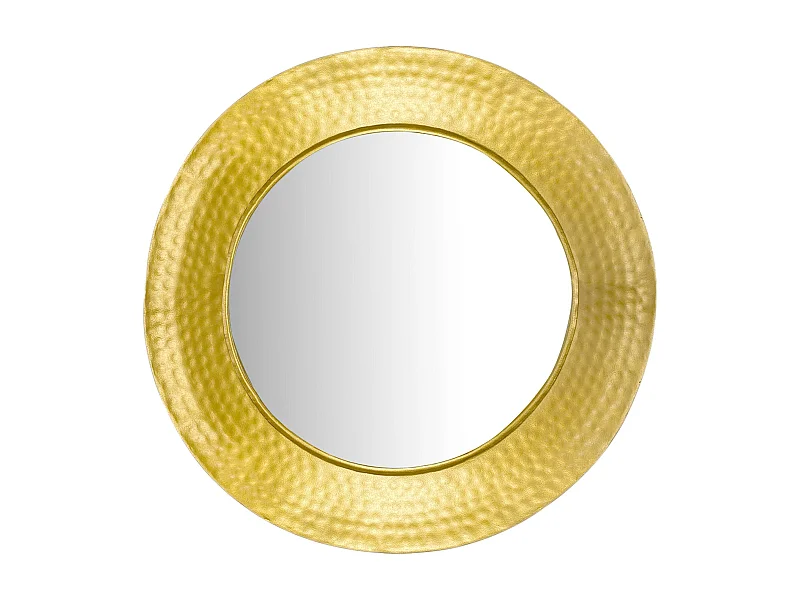Miroir Murale Métal 60 cm Mur Couloir Grand Doré Rond Cadre Martelé