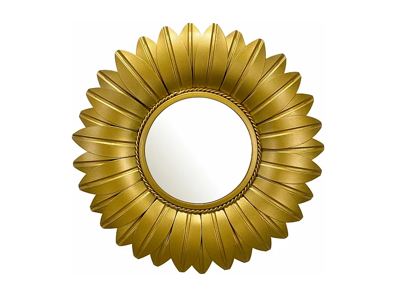 Miroir Murale Métal 60 cm Miroir Mur Couloir Grand Doré Tournesol Rond